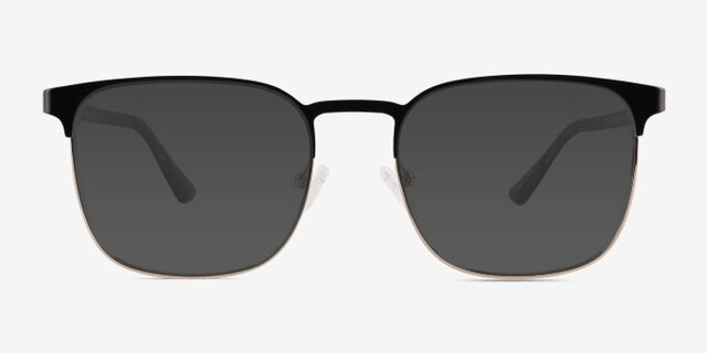 Whir Black Silver Carbon-fiberEyeglass Frames from EyeBuyDirect, with Tinted Lenses