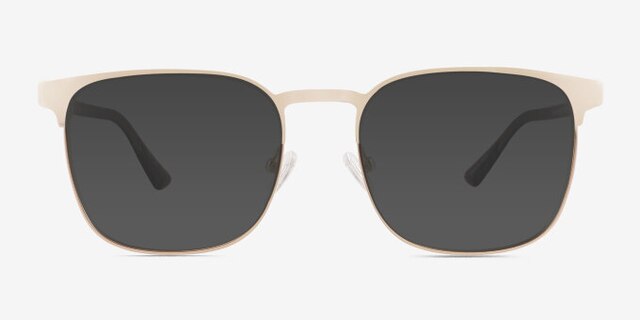 Whir Matte Gold Carbon-fiberEyeglass Frames from EyeBuyDirect, with Tinted Lenses