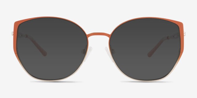 Deven Gradient Matte Orange MetalEyeglass Frames from EyeBuyDirect, with Tinted Lenses