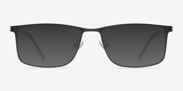 Clinton Gunmetal & Black MetalEyeglass Frames from EyeBuyDirect, with Tinted Lenses
