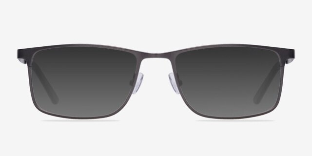 Clinton Gunmetal MetalEyeglass Frames from EyeBuyDirect, with Tinted Lenses