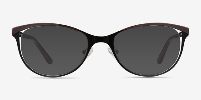Deco Black Red MetalEyeglass Frames from EyeBuyDirect, with Tinted Lenses
