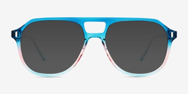 Make Change Blue Pink PlasticEyeglass Frames from EyeBuyDirect, with Tinted Lenses