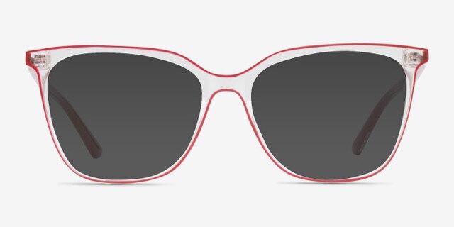 Farina Red Clear PlasticEyeglass Frames from EyeBuyDirect, with Tinted Lenses