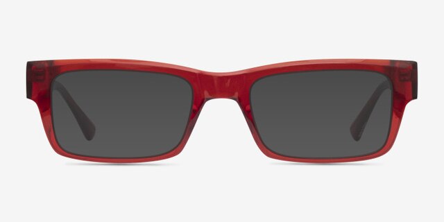 Visionary Red PlasticEyeglass Frames from EyeBuyDirect, with Tinted Lenses