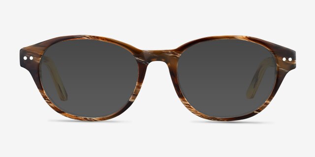 Cape Cod Brown Wood-textureEyeglass Frames from EyeBuyDirect, with Tinted Lenses