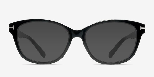 Mia Farrow Black AcetateEyeglass Frames from EyeBuyDirect, with Tinted Lenses