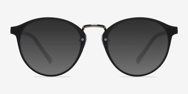 Chillax Matte Black & Silver MetalEyeglass Frames from EyeBuyDirect, with Tinted Lenses