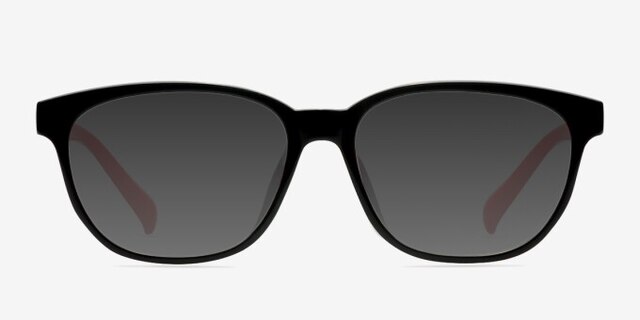 Moody Black & Red PlasticEyeglass Frames from EyeBuyDirect, with Tinted Lenses