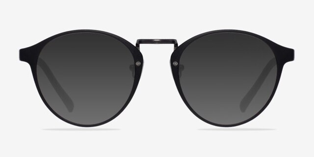 Small Chillax Matte Black & Gunmetal PlasticEyeglass Frames from EyeBuyDirect, with Tinted Lenses