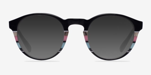 Perception Black & Striped AcetateEyeglass Frames from EyeBuyDirect, with Tinted Lenses