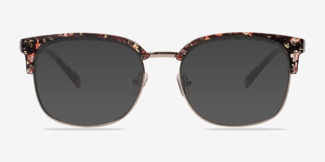 Charleston Silver & Floral Plastic-metalEyeglass Frames from EyeBuyDirect, with Tinted Lenses