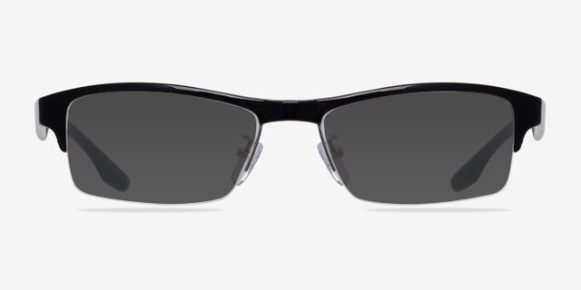 Ambitious Black PlasticEyeglass Frames from EyeBuyDirect, with Tinted Lenses