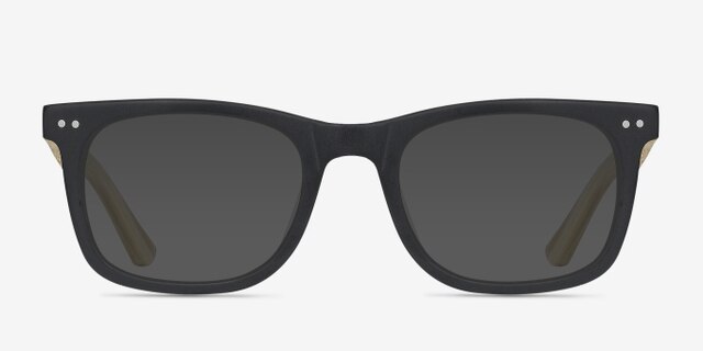 Montreal Matte Black AcétateMontures de lunettes de vue d'EyeBuyDirect, Avec des Verres Teintés