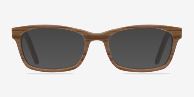 Mesquite Brown & Striped Wood-textureEyeglass Frames from EyeBuyDirect, with Tinted Lenses