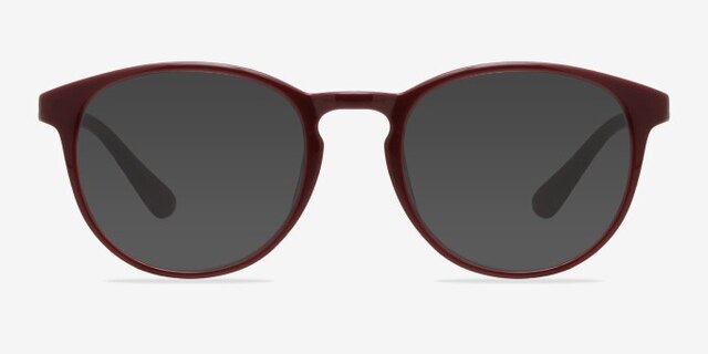 Muse Dark Red PlasticEyeglass Frames from EyeBuyDirect, with Tinted Lenses