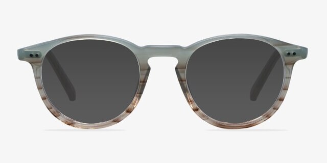 Kyoto Green Striped AcetateEyeglass Frames from EyeBuyDirect, with Tinted Lenses