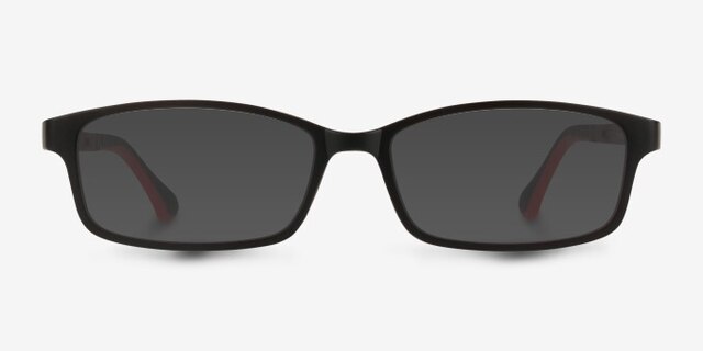Broad Black PlasticEyeglass Frames from EyeBuyDirect, with Tinted Lenses