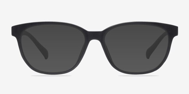 Moody Matte Black PlasticEyeglass Frames from EyeBuyDirect, with Tinted Lenses