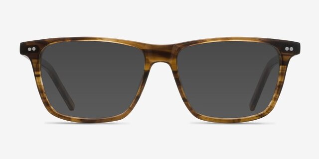Default Brown Striped AcetateEyeglass Frames from EyeBuyDirect, with Tinted Lenses