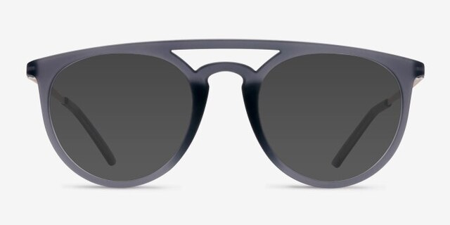 Fiasco Matte Gray MetalEyeglass Frames from EyeBuyDirect, with Tinted Lenses