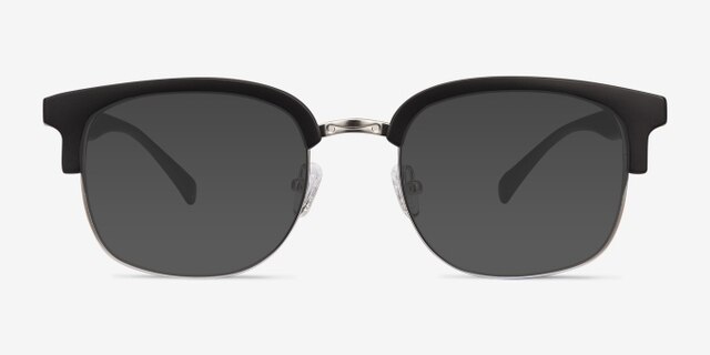 Yokote Matte Black Plastic-metalMontures de lunettes de vue d'EyeBuyDirect, Avec des Verres Teintés