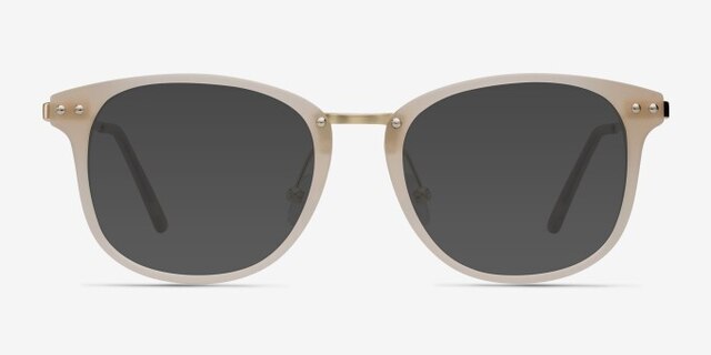 Cosmo Matte Beige MetalEyeglass Frames from EyeBuyDirect, with Tinted Lenses