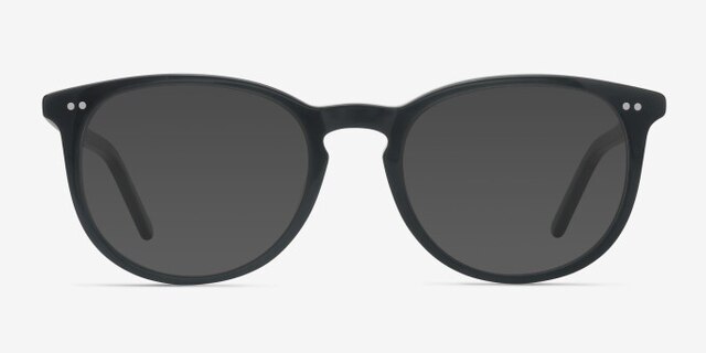 Aura Jet Black AcetateEyeglass Frames from EyeBuyDirect, with Tinted Lenses