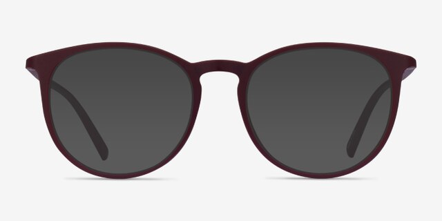Dialogue Aubergine PlasticEyeglass Frames from EyeBuyDirect, with Tinted Lenses