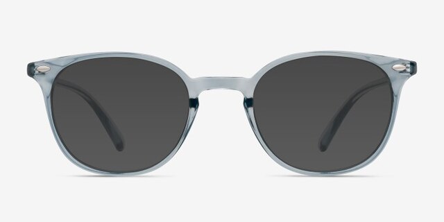 Hubris Clear Blue PlasticEyeglass Frames from EyeBuyDirect, with Tinted Lenses