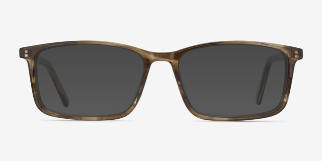 Crane Brown Striped AcétateMontures de lunettes de vue d'EyeBuyDirect, Avec des Verres Teintés