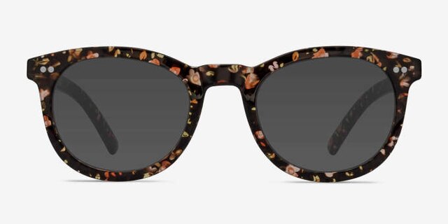 Solar Black Floral PlasticEyeglass Frames from EyeBuyDirect, with Tinted Lenses