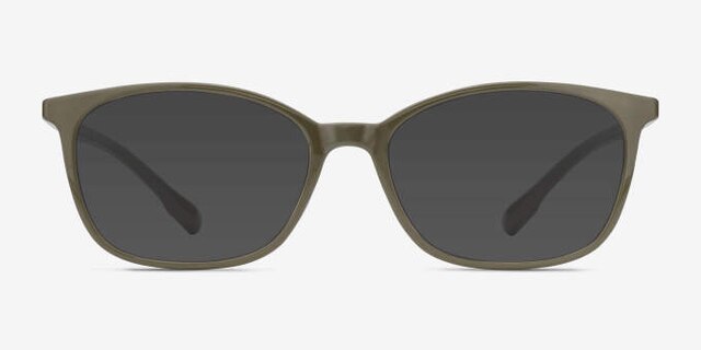 Glider Olive Green PlasticEyeglass Frames from EyeBuyDirect, with Tinted Lenses