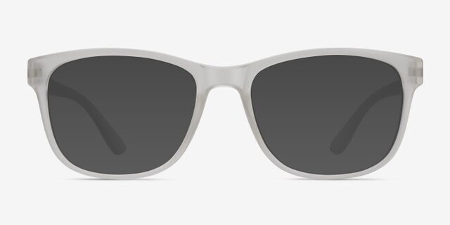 Milo Frosted Clear PlasticEyeglass Frames from EyeBuyDirect, with Tinted Lenses