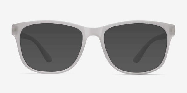 Milo Frosted Clear PlasticEyeglass Frames from EyeBuyDirect, with Tinted Lenses