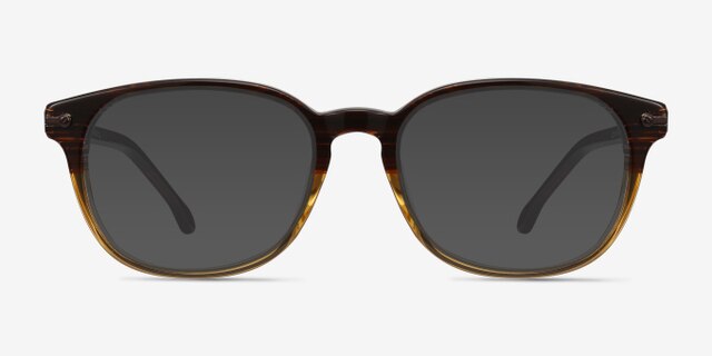 Nova Brown Striped AcétateMontures de lunettes de vue d'EyeBuyDirect, Avec des Verres Teintés