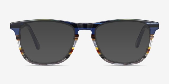Prelude Blue Striped AcetateEyeglass Frames from EyeBuyDirect, with Tinted Lenses