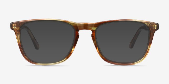 Prelude Brown Striped AcetateEyeglass Frames from EyeBuyDirect, with Tinted Lenses
