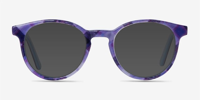 Lariat Purple Striped AcetateEyeglass Frames from EyeBuyDirect, with Tinted Lenses