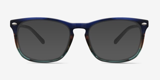 Costello Blue Striped AcetateEyeglass Frames from EyeBuyDirect, with Tinted Lenses