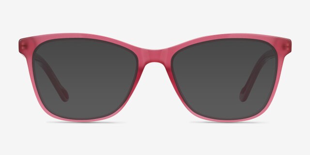 Cannes Clear Raspberry AcetateEyeglass Frames from EyeBuyDirect, with Tinted Lenses