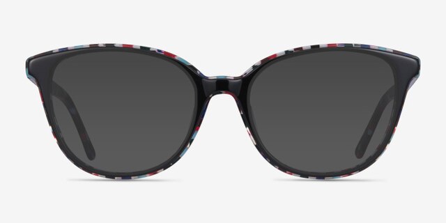 Pixels Black Floral AcetateEyeglass Frames from EyeBuyDirect, with Tinted Lenses