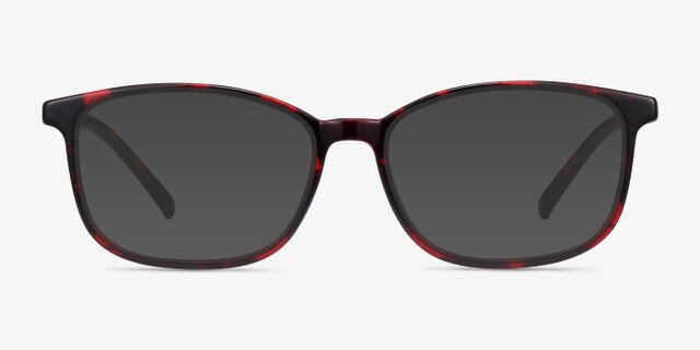 Median Red Floral PlasticEyeglass Frames from EyeBuyDirect, with Tinted Lenses