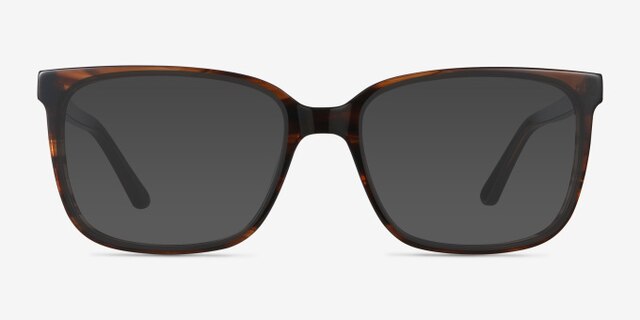 Formula Brown Striped AcetateEyeglass Frames from EyeBuyDirect, with Tinted Lenses