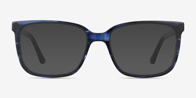 Formula Blue Striped AcetateEyeglass Frames from EyeBuyDirect, with Tinted Lenses