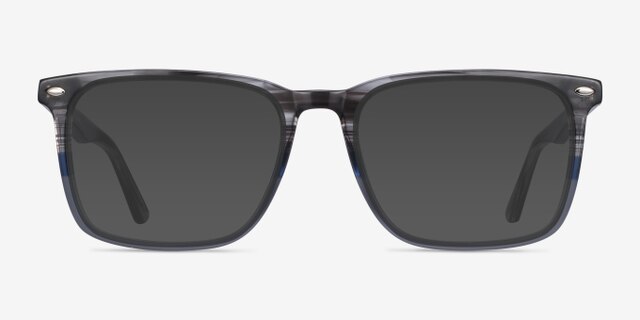 Tactician Gray Striped AcetateEyeglass Frames from EyeBuyDirect, with Tinted Lenses