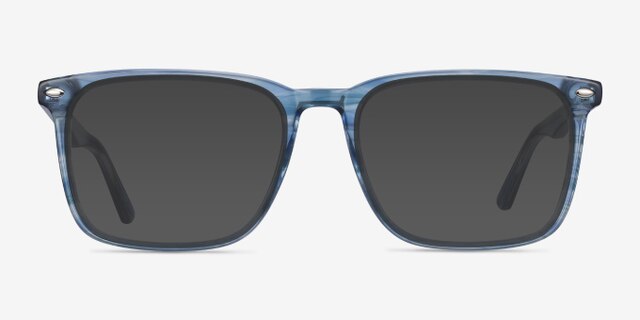 Tactician Blue Striped AcétateMontures de lunettes de vue d'EyeBuyDirect, Avec des Verres Teintés