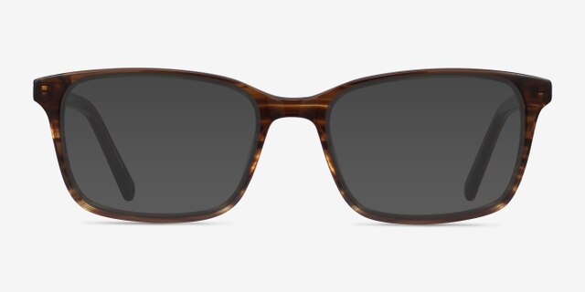 Clipperton Brown Striped AcetateEyeglass Frames from EyeBuyDirect, with Tinted Lenses