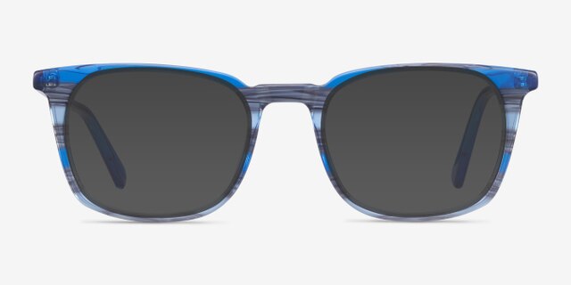 Gabor Blue Striped AcetateEyeglass Frames from EyeBuyDirect, with Tinted Lenses