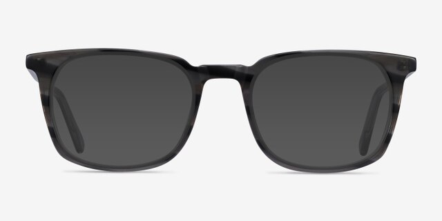 Gabor Gray Striped AcetateEyeglass Frames from EyeBuyDirect, with Tinted Lenses